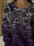 Lässig Rundhals Spitze Sweatshirt Print