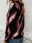 Rundhals Langarm Geometrisch Regelmäßig Mikroelastizität Weit Bluse für Damen