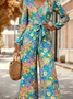Damen Geblümt V-Ausschnitt Langarm Elegant Frühling/Herbst Jumpsuit