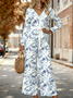 Damen Botanisch Muster V-Ausschnitt Langarm Elegant Frühling/Herbst Jumpsuit
