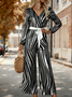 Damen Gestreift V-Ausschnitt Langarm Elegant Frühling/Herbst Jumpsuit