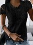 Elegant Spitze Rundhals Kurzarm T-Shirt