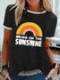Retro Lässiges T-Shirt mit Buchstabe&Regenbogen