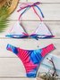 Batik Gerüschter Bikini Badeanzug