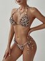 Leopard Schnürung Bikini & Badeanzug