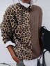 Leopard Print Langarm Pullover