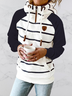 Lässig Langarm Kontraststreifen Hoodie Kapuzensweatshirt mit Reißverschluss und Taschen 