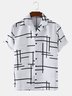 Herren Baumwolle Irregulär Leitung Print Unifarben Weit Dünn Kurzarm Hawaiische Shirts