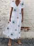 Neu Damen Schick Retro Böhmisch Urlaub Lässig Kurzarm Basic Weberei Kleid