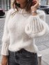 Hocher Kragen Basic Pullover mit Langarm