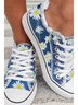 Gänseblümchen Grafik-Druck Denim Schnürung Segeltuch Slippers
