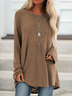 Baumwolle Shirt/Tunika Rundhals Langarm reine Farbe Noracora