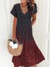 Lässig Ethnisch Kurzarm Weit Midikleid