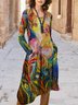 Retro Ethnisch Sommer Normal Leicht Jersey  Bestseller A-Linien Kleider für Damen