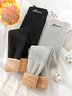 Lässig Textbriefe Fluff/Granular-Fleece-Stoff Leggings