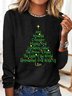 Lässig Textbriefe Rundhals Langarm T-Shirt