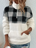 Fluff/Granular-Fleece-Stoff Weit Lässig V-Ausschnitt Sweatshirt