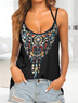 Lässig Spaghettiträger Stickmuster Tanktop & Cami