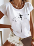 Libelle Print T-Shirt Lässig Jersey Rundhals Kurzarm Noracora