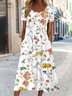 Blumenmuster Midi-Kleid Jersey Rundhals Kurzarm lässiger Stil Noracora 
