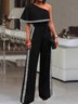 Glitzernd Unifarben Halbarm Schulterfrei Lässig Jumpsuit