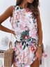 Weit Lässig Rundhals Tunika Kleid