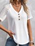 V-Ausschnitt Schnalle Polyester Baumwolle Lässig Bluse