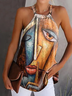 Abstrakt Neckholder Print Lässig Cami