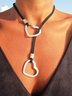 Lässig Leder Kabel Silber Herz Pendant Halskette Western Stil Retro Ethnisch Schmuck