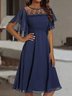 Chiffon Rundhals Freizeitkleid