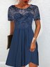 Regelmäßige Passform Polyester Baumwolle Rundhals Kleid
