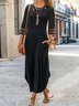 Lässig Unifarben Jersey Patchwork Mesh Kleid