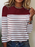 Gestreiftes Langarm T-Shirt mit Rundhals Lässig&Vielseitig Noracora