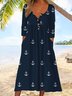 Rundhals Freizeitkleid Mit Nein