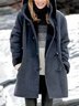 Langarm Unifarben Schnalle Vlies Weit Mit Kapuze Teddy Jacke für Damen