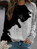 Lässig Rundhals Katze Sweatshirt