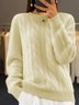 Damen Unifarben Langarm Bequem Lässig Pullover