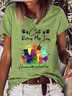 Lässig Textbriefe Rundhals Kurzarm T-Shirt