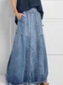 Lässig Unifarben A-Linien Normal Maxikleid Rock