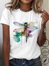 Lässig Libelle Rundhals Kurzarm T-Shirt