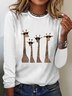 Lässig Hirsch Rundhals Langarm T-Shirt