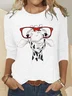 Lässig Hirsch Rundhals Langarm T-Shirt