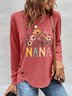 Lässig Geblümt Rundhals Langarm T-Shirt