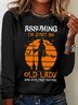 Lässig Textbriefe Rundhals Langarm T-Shirt