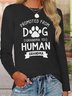 Lässig Buchstabenmuster Rundhals Langarm T-Shirt
