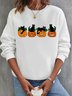 Lässig Rundhals Katze Sweatshirt