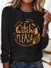 Lässig Buchstabenmuster Rundhals Langarm T-Shirt