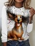 Lässig Hund Rundhals Langarm T-Shirt