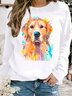 Lässig Rundhals Hund Sweatshirt