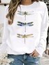 Lässig Rundhals Libelle Sweatshirt